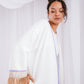 Nur suede kaftan in off-white