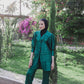 Shimmer blazer set in green