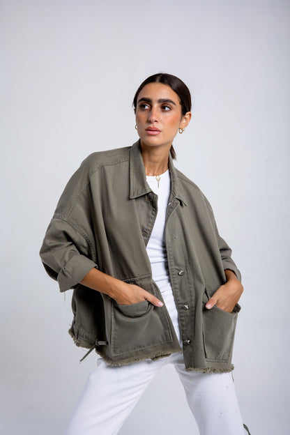 Denim jacket in olive (Pre order)