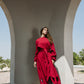 Asymmetrical dress in maroon