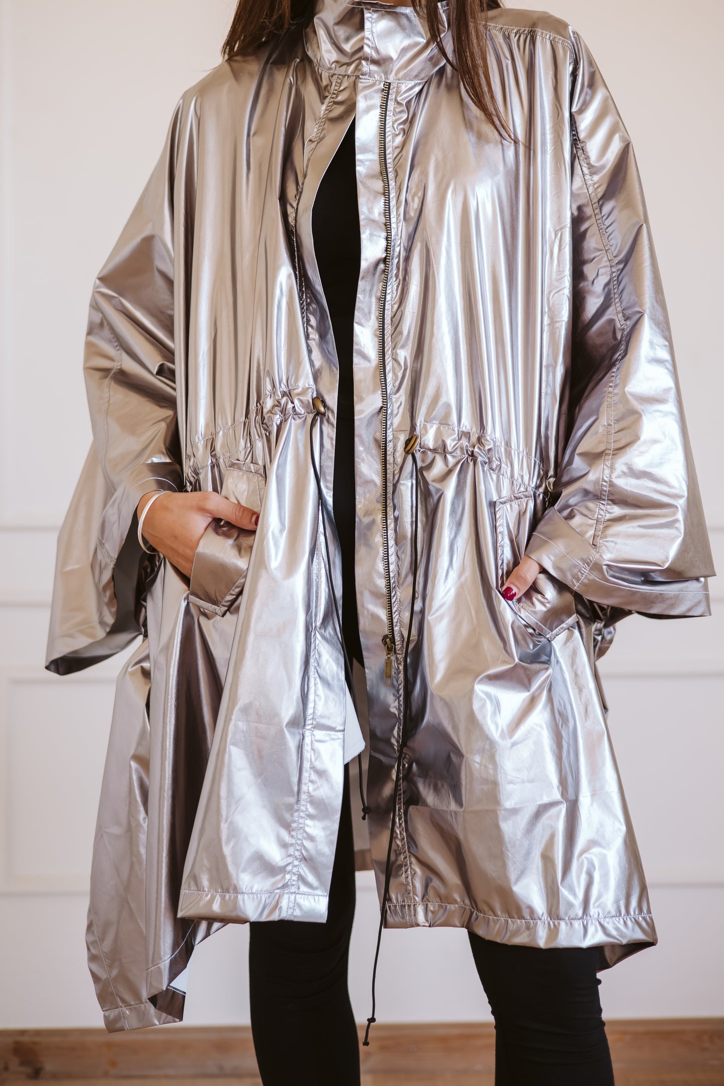 Waterproof coat in silver