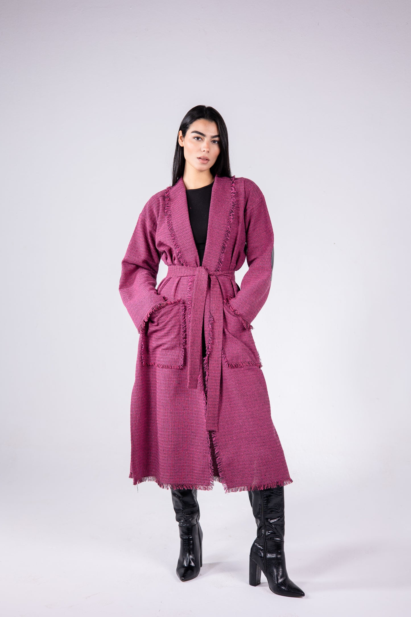 The eve manteau in maroon pink