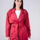 Suede manteau in red