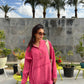 Washed hoodie in watermelon