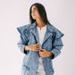 The ruffle denim in blue