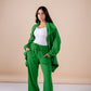 The asymmetrical set in green
