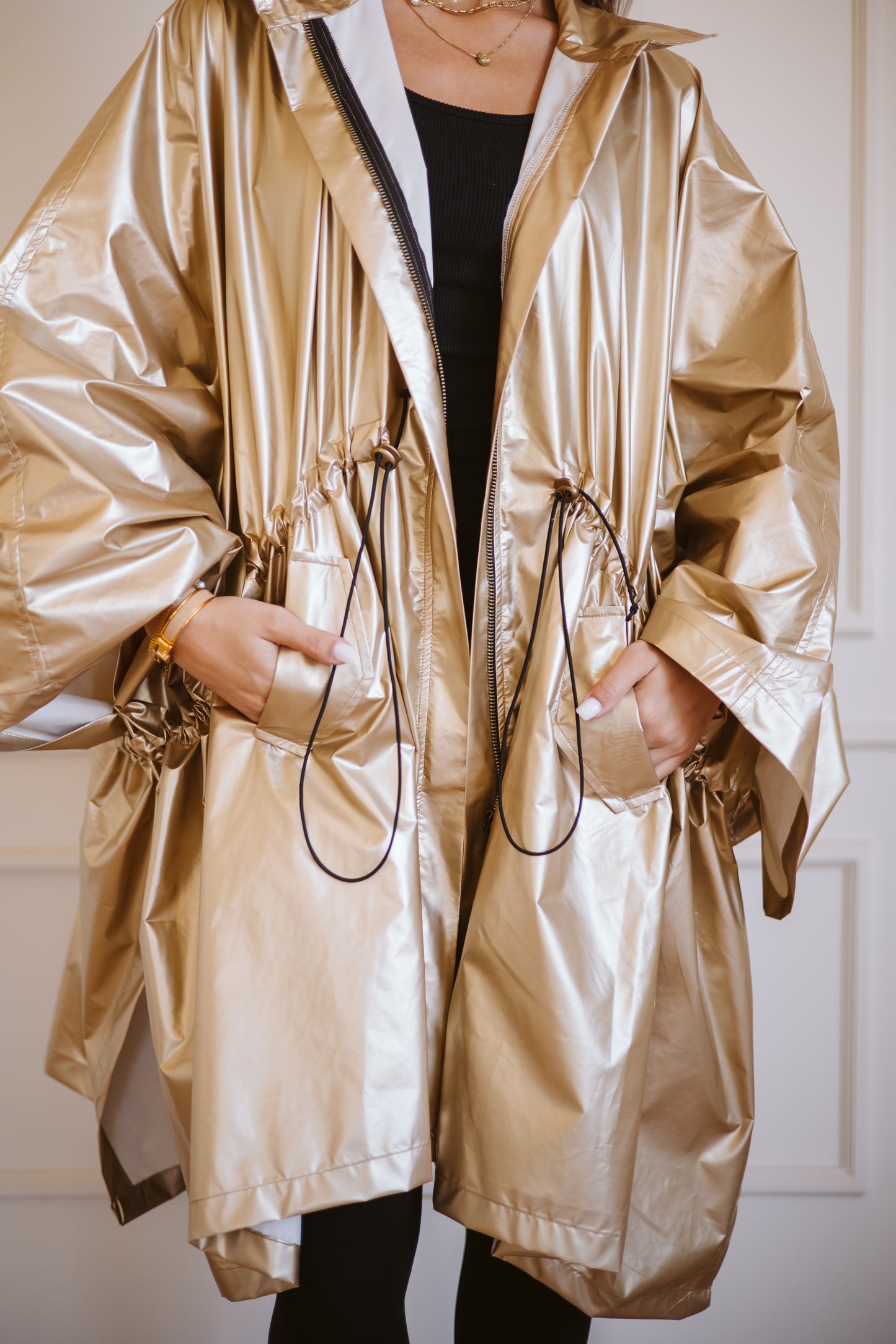 Waterproof coat in champagne