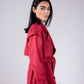 Suede manteau in red