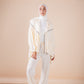 The asymmetrical set in offwhite