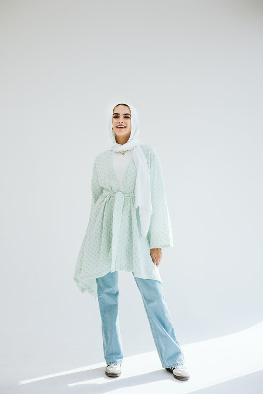 Sunny asymmetrical kimono in mint