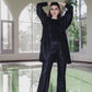 Shimmer blazer set in black