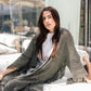 Fringe knit cardigan in olive