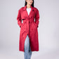 Suede manteau in red