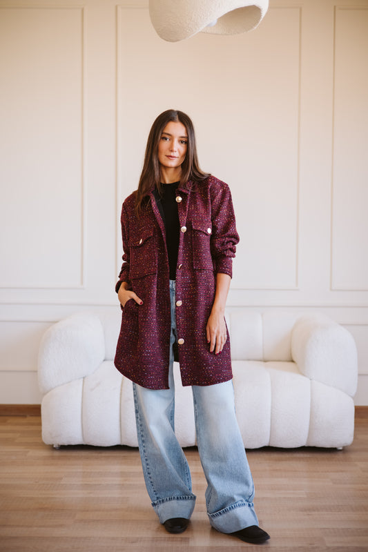 Anna manteau in maroon