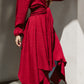 Asymmetrical dress in maroon