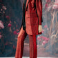 Shimmer blazer set in maroon