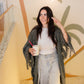Fringe knit cardigan in olive