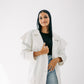 The ruffle denim in white