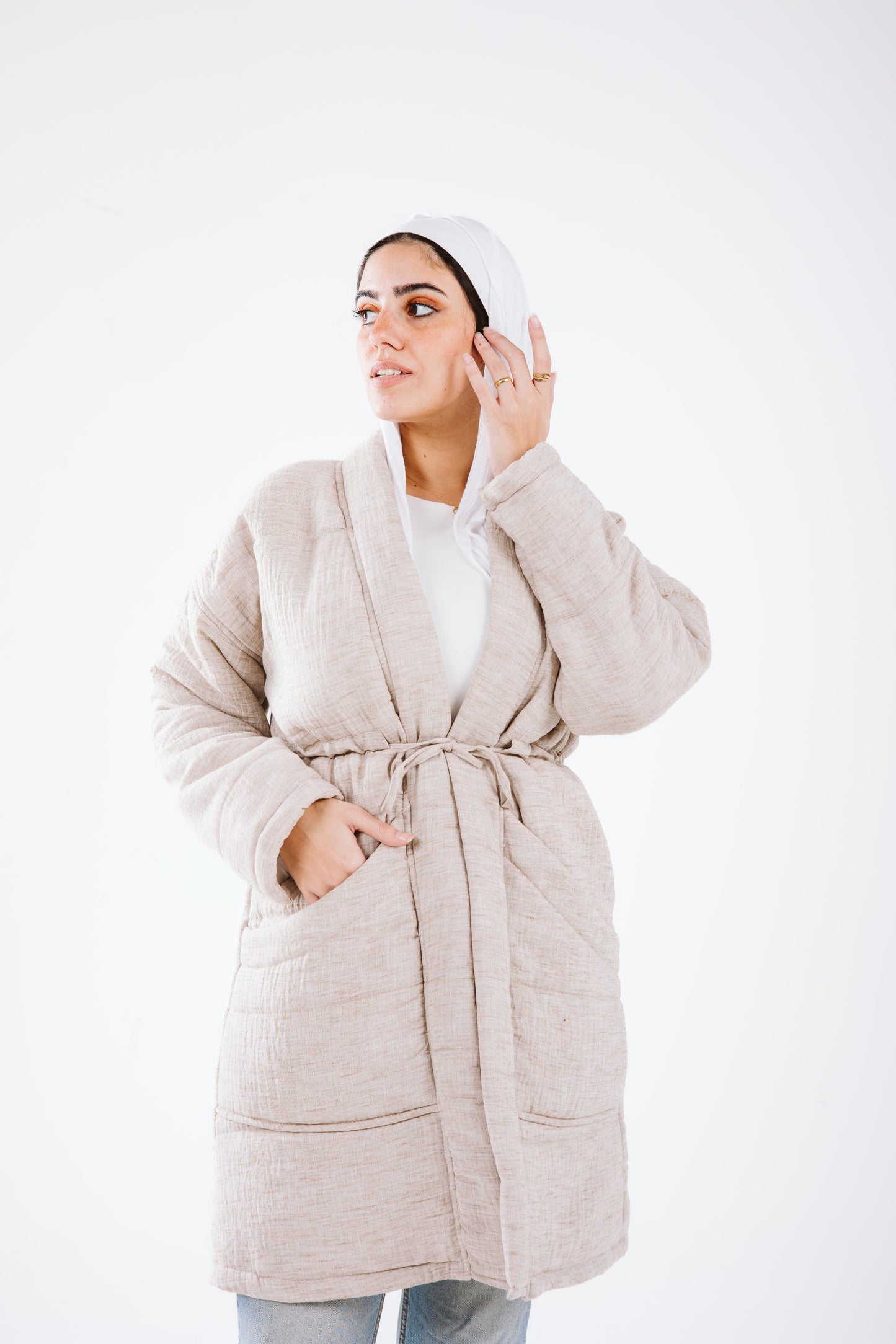 Daisy linen coat in beige