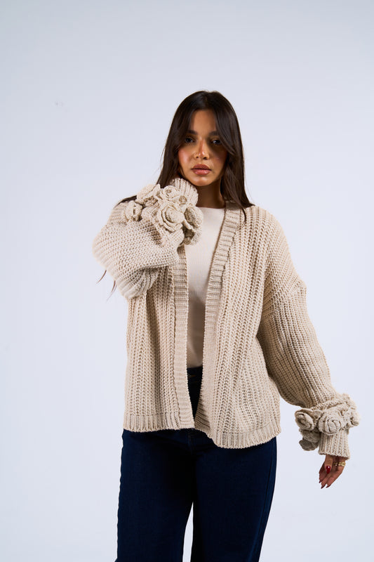 Floral Cardigan in Off white
