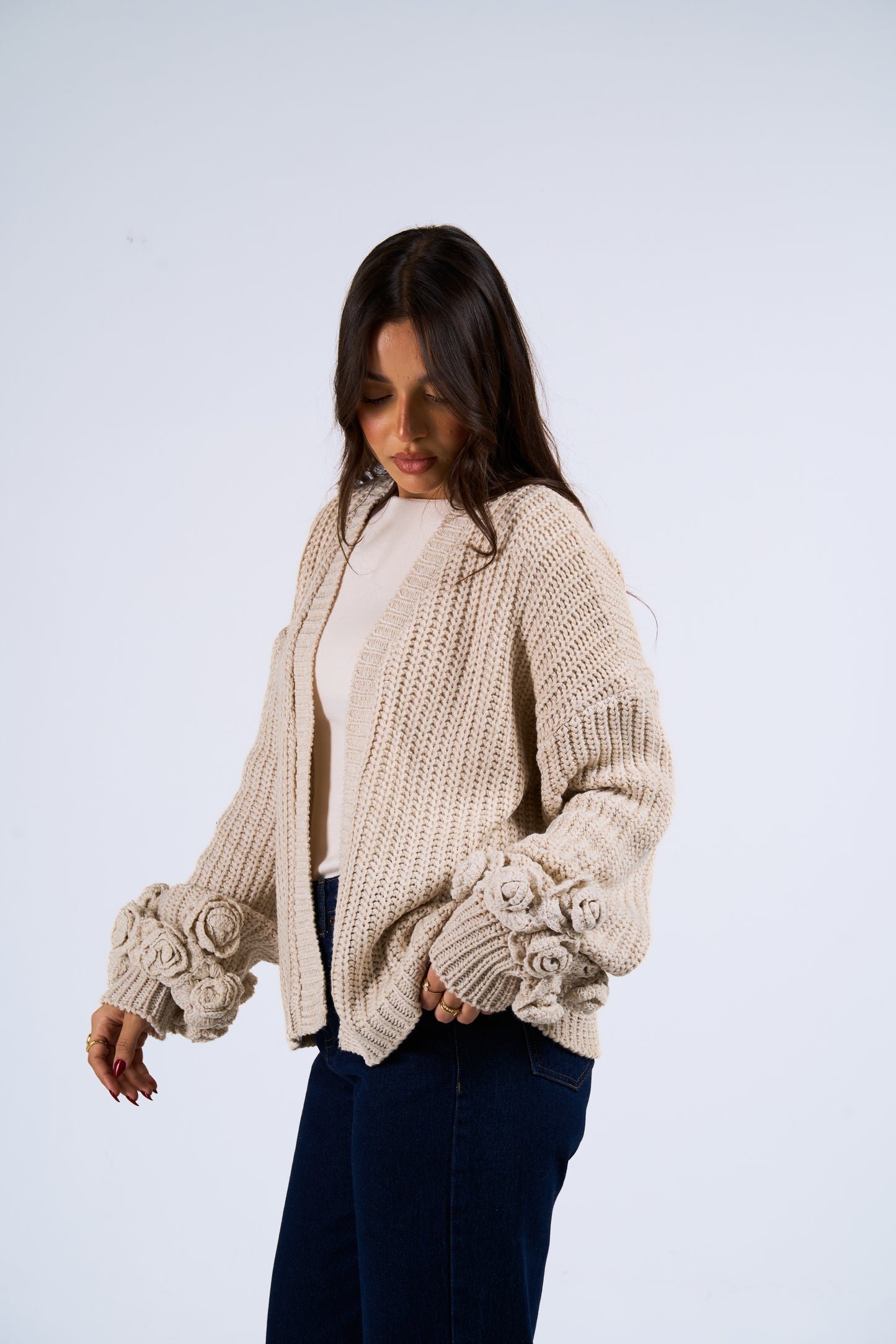 Floral Cardigan in Off white