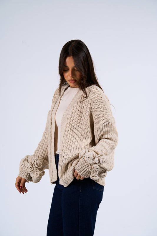 Floral Cardigan in Off white