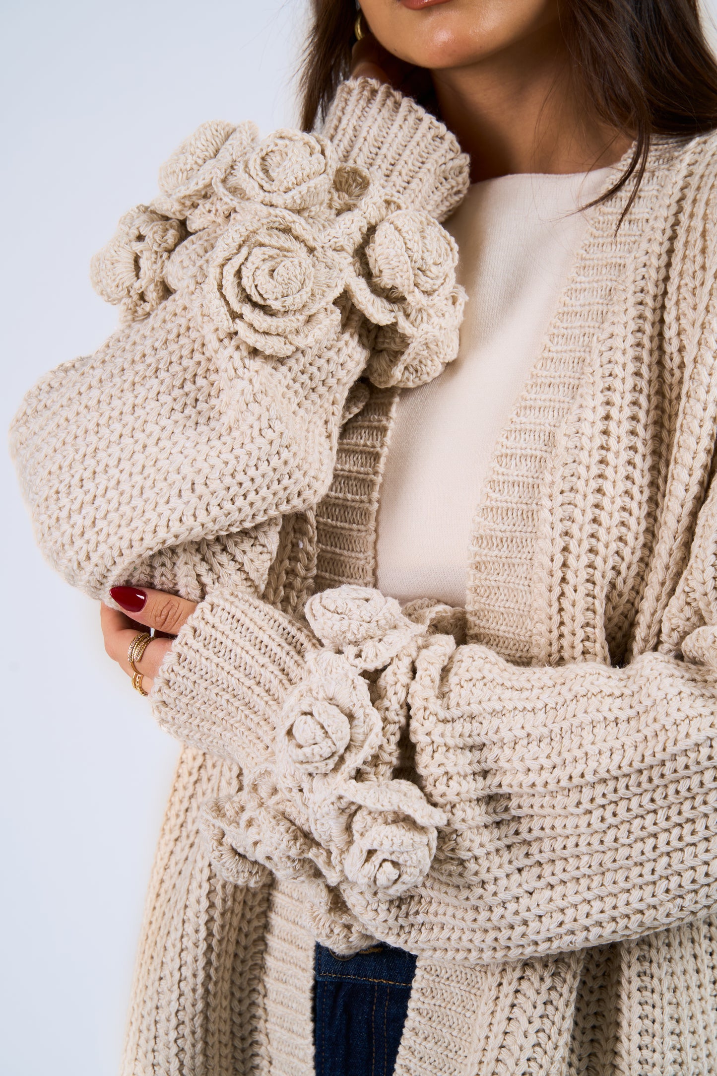 Floral Cardigan in Off white
