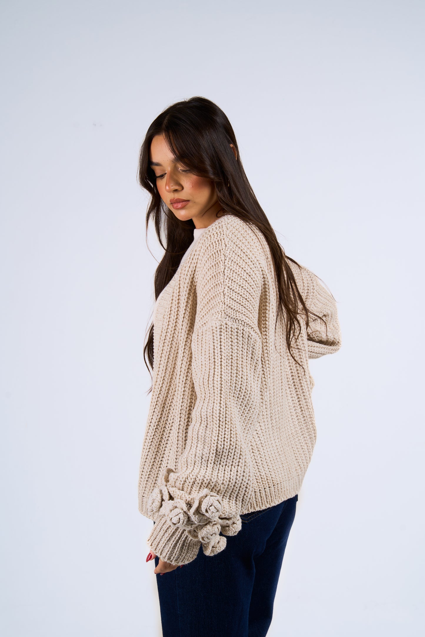 Floral Cardigan in Off white