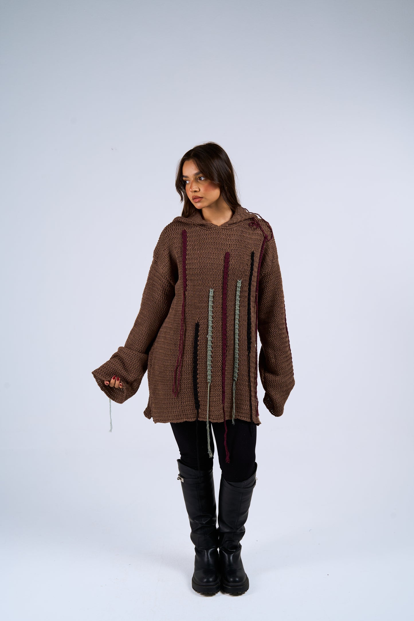 Stitches hoodie in brown