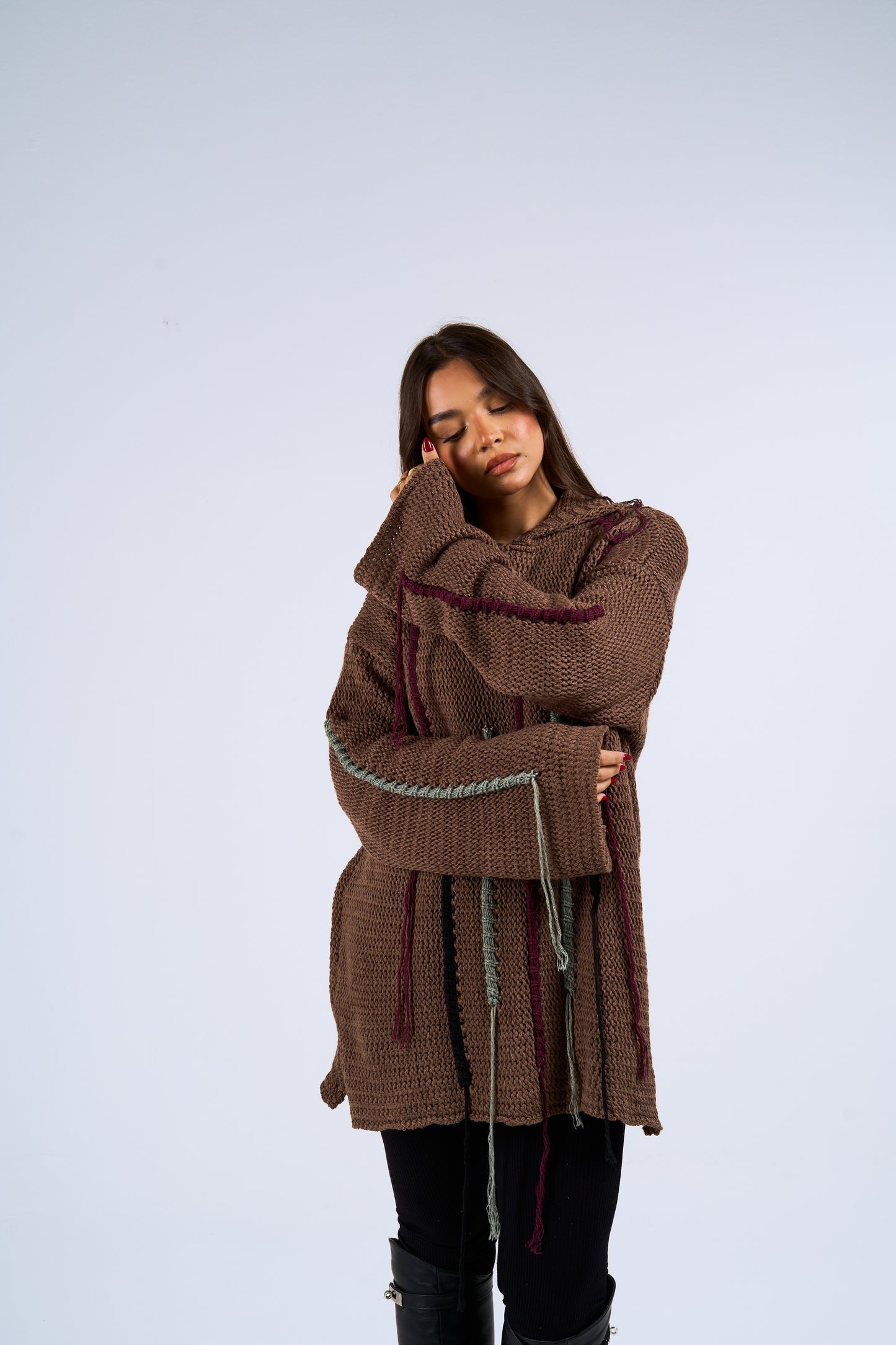 Stitches hoodie in brown