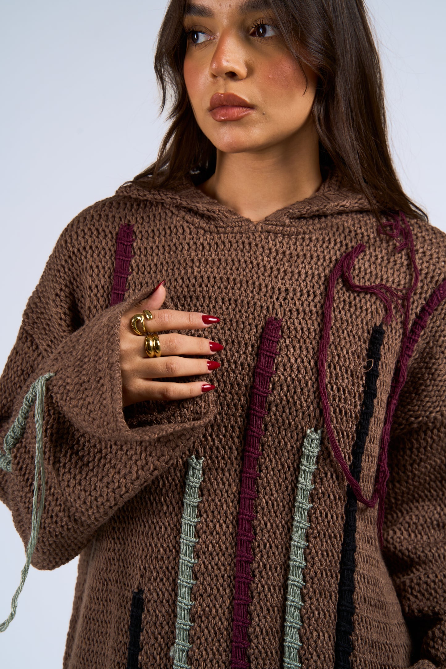 Stitches hoodie in brown