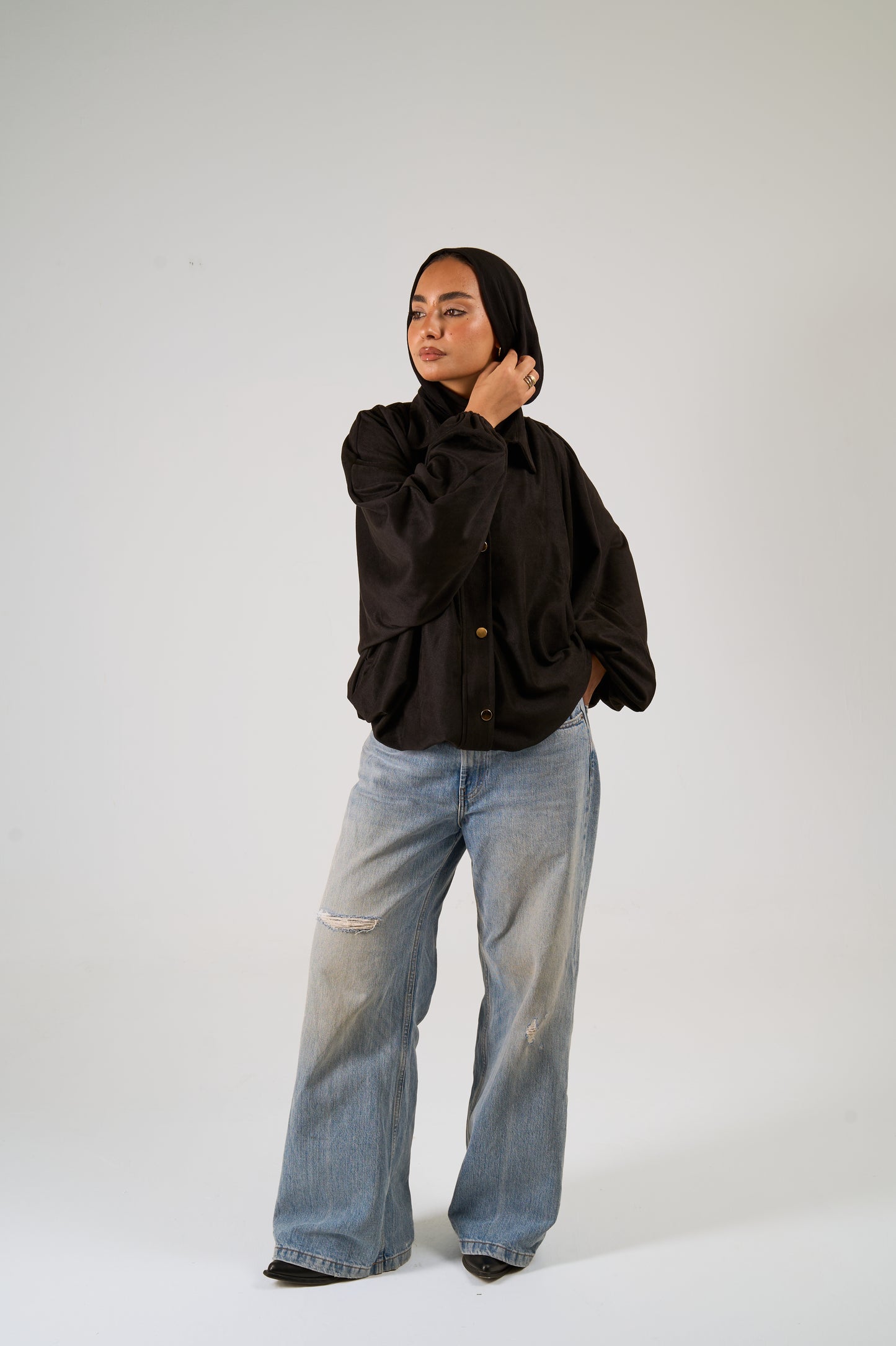 Balloon jacket in black