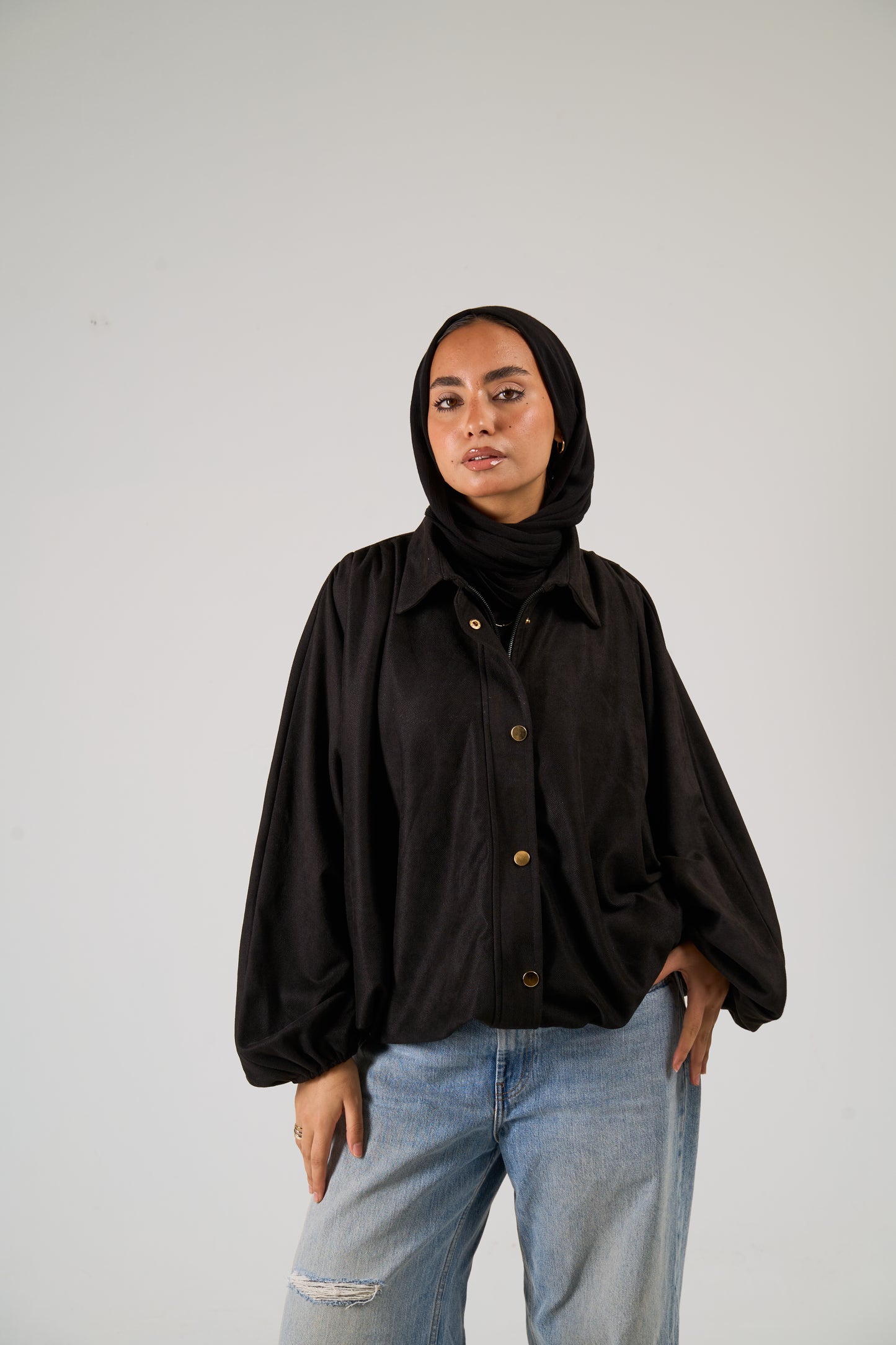 Balloon jacket in black