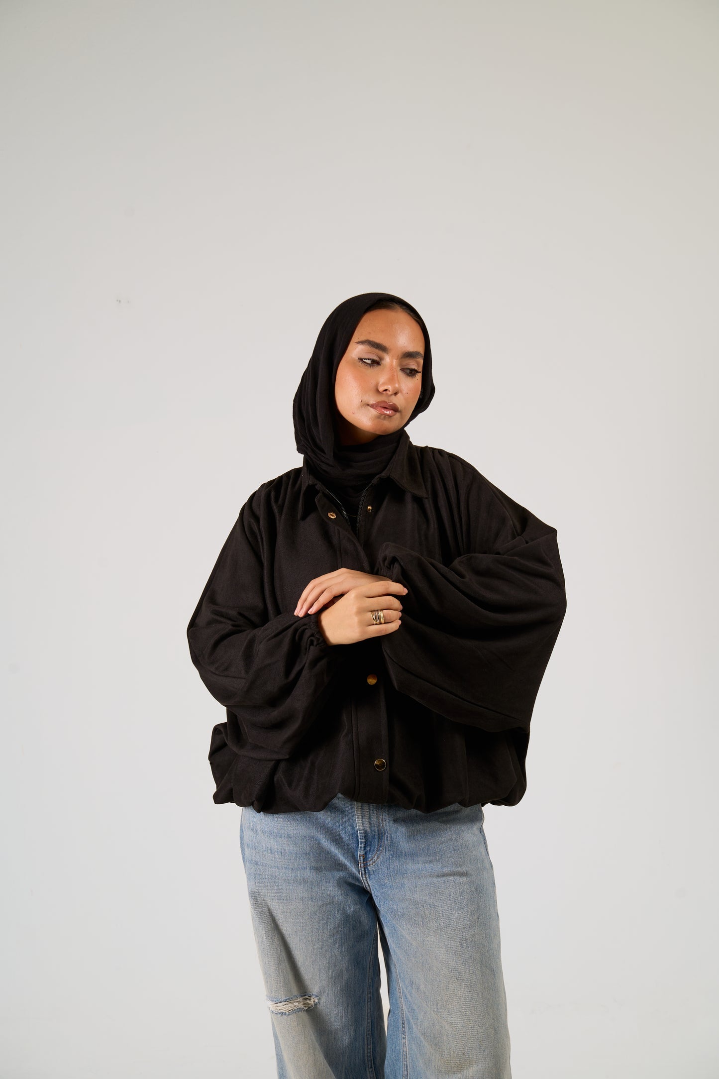 Balloon jacket in black