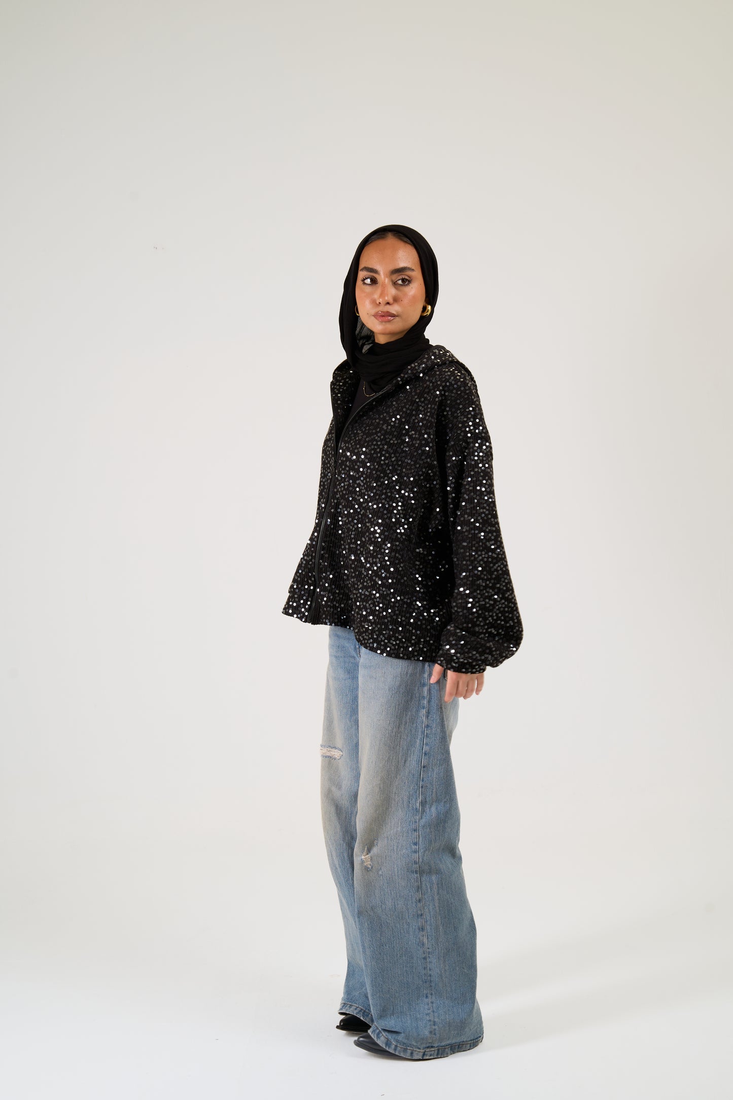 Sequin Statement Jacket in black