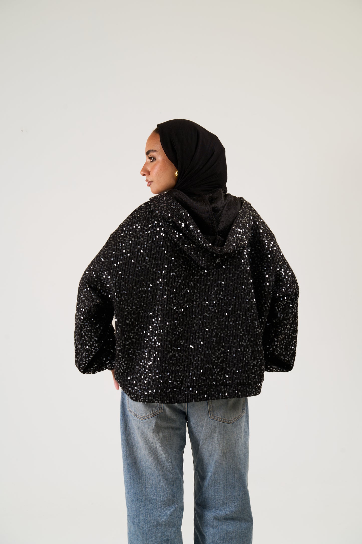 Sequin Statement Jacket in black