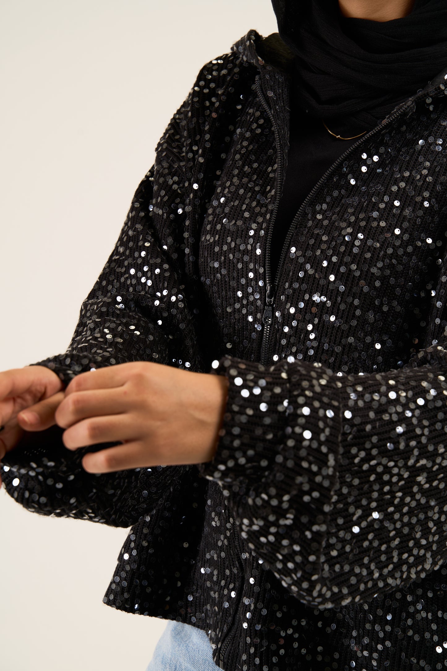 Sequin Statement Jacket in black