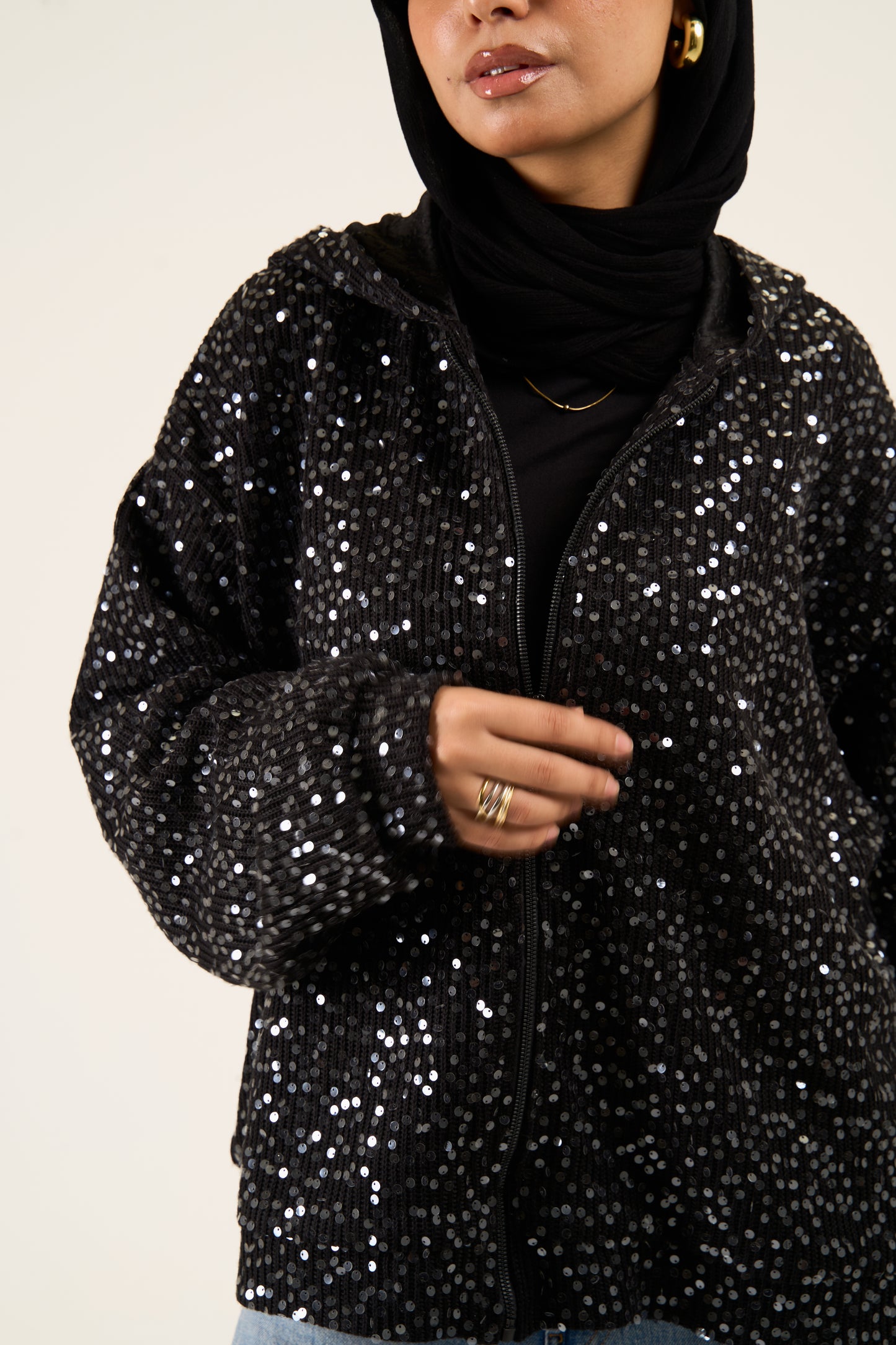 Sequin Statement Jacket in black