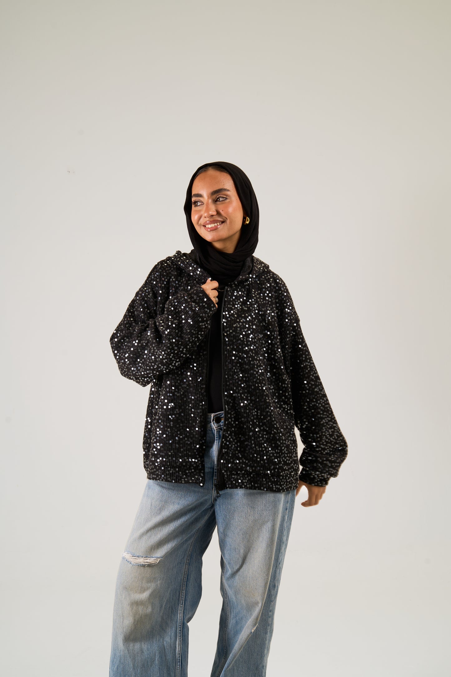 Sequin Statement Jacket in black