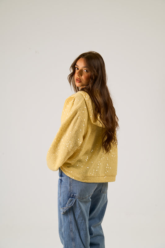 Sequin Statement Jacket in butter yellow