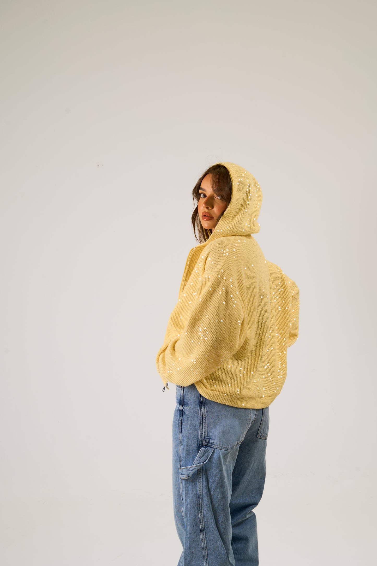 Sequin Statement Jacket in butter yellow