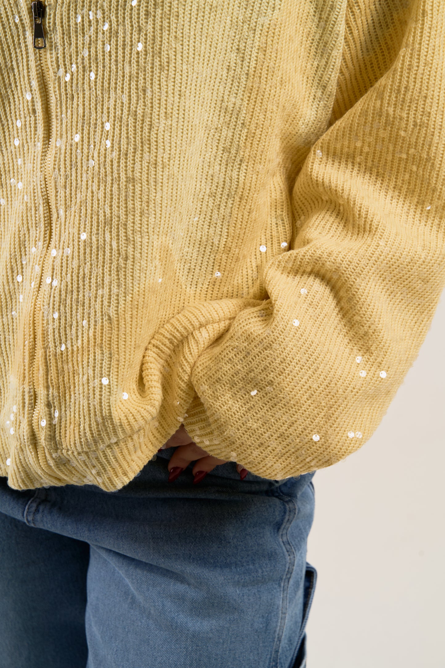 Sequin Statement Jacket in butter yellow