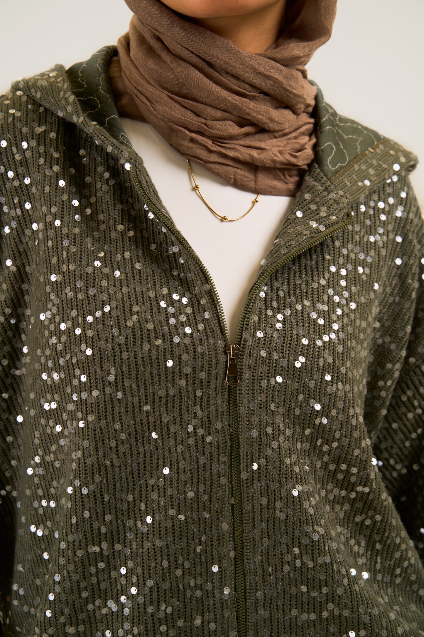 Sequin Statement Jacket in olive