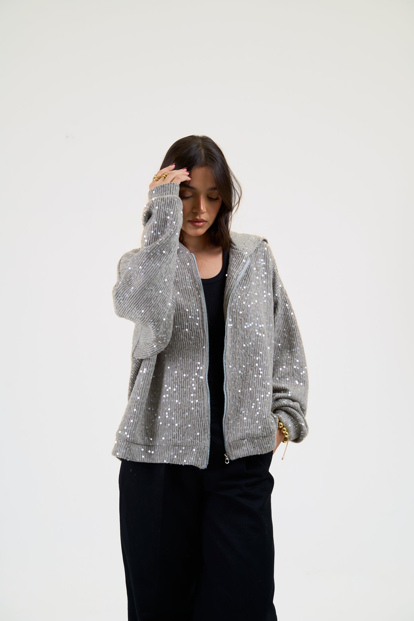 Sequin Statement Jacket in grey