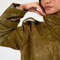 Croc leather jacket in Olive