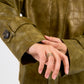 Croc leather jacket in Olive