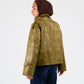 Croc leather jacket in Olive