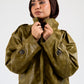 Croc leather jacket in Olive