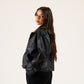 Croc leather jacket in Black