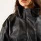 Croc leather jacket in Black